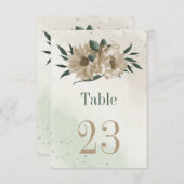 シャンパン花の緑の植物表の番号 招待状 (正面/裏面)