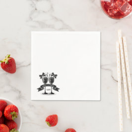 シャンパン誕生日ボウイニシャル スタンダードカクテルナプキン