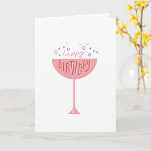 シャンパン誕生日 カード (黄色い花)