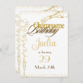 シャンパン誕生日 招待状 (正面/裏面)