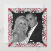 シャンパン赤いハート婚約パーティ 招待状 (裏面)