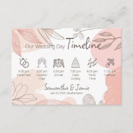 シャンパン赤面ピンク – 手書きフローラタイムライン エンクロージャーカード