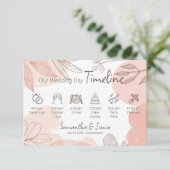 シャンパン赤面ピンク – 手書きフローラタイムライン エンクロージャーカード (スタンド正面)