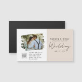 シャンパン赤面フォト結婚式招待状QRコード (正面/裏面)