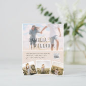 シャンパン赤面フォト結婚式招待状QRコード (スタンド正面)