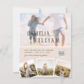 シャンパン赤面フォト結婚式招待状QRコード (正面)