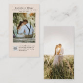 シャンパン赤面フォト結婚式招待状QRコード エンクロージャーカード (正面/裏面)