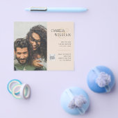 シャンパン赤面フォト結婚式招待状QRコード チラシ (シングル)