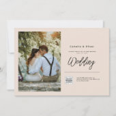 シャンパン赤面フォト結婚式招待状QRコード 招待状 (正面)