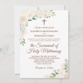 シャンパン赤面フローラモダンカソリッ結婚クス 招待状 (正面)