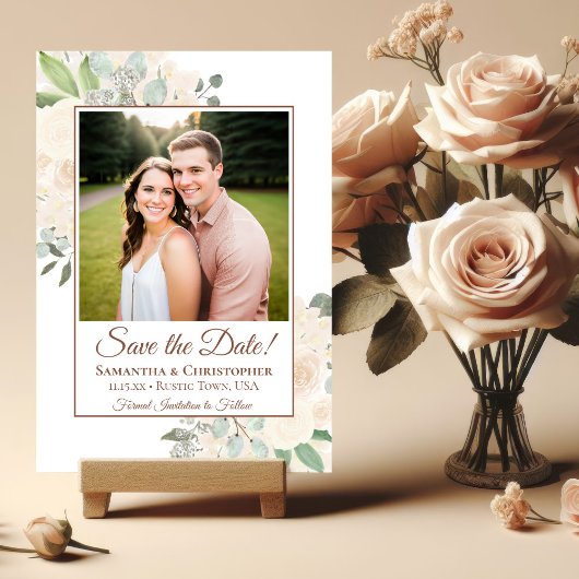 シャンパン赤面ボホフローラフォト結婚ズ セーブザデート