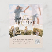 シャンパン赤面PHOTO日付を保存QRcodeウェブサイト ポストカード (正面)