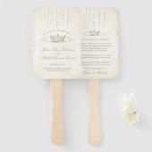 シャンパン金ゴールドおとぎ話クラウンサンキューキープサケ ハンドファン (正面&裏面)