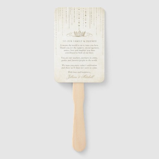 シャンパン金ゴールドおとぎ話クラウンサンキューキープサケ ハンドファン (裏面)