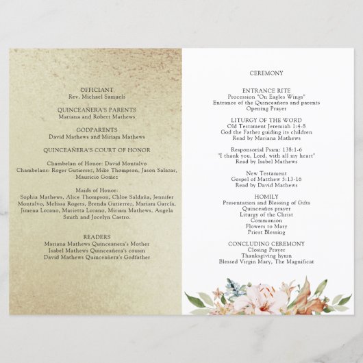 シャンパン金ゴールドとピンクフローラキンセアニェラプログラム (裏面)