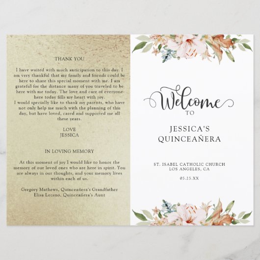 シャンパン金ゴールドとピンクフローラキンセアニェラプログラム (正面)