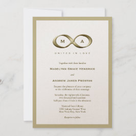 シャンパン金ゴールドインフィニティハンドクラスプウェディング招待 招待状