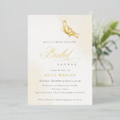シャンパン金ゴールドウォーターカラーバタフライブライダルシャワー 箔招待状 (立ち正面)