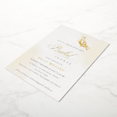 シャンパン金ゴールドウォーターカラーバタフライブライダルシャワー 箔招待状 (回転した状態)