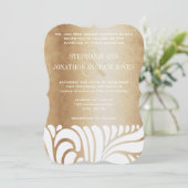 シャンパン金ゴールドエレガント金ゴールドアイボリースワーズ 招待状 (スタンド正面)