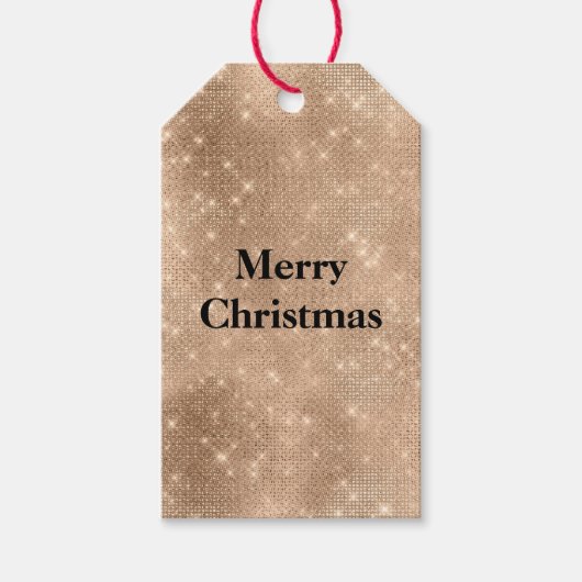シャンパン金ゴールドグラムスパークルグリッツ ギフトタグ (正面)