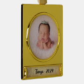 シャンパン金ゴールドグラムテクスチパーソナライズされたャ ゴールドプレートバナーオーナメント (右)