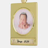 シャンパン金ゴールドグラムテクスチパーソナライズされたャ ゴールドプレートバナーオーナメント (左)