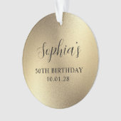 シャンパン金ゴールドグラムフォイル50誕生日写真 オーナメント (正面)