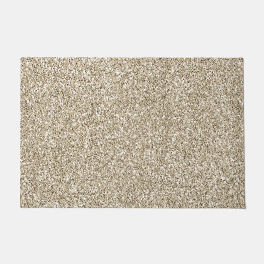 シャンパン金ゴールドグリッジグリッター ドアマット (正面)