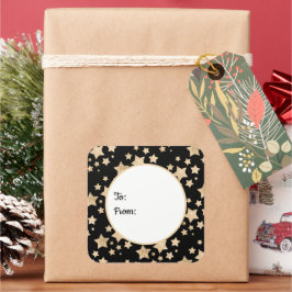 シャンパン金ゴールドグリッターから星を輝かせる スクエアシール