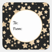 シャンパン金ゴールドグリッターから星を輝かせる スクエアシール (正面)