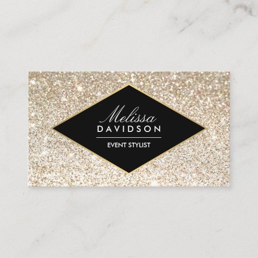 シャンパン金ゴールドグリッターとグラマーイベントプランナー 名刺 (正面)