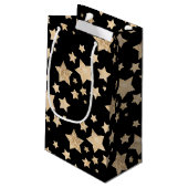 シャンパン金ゴールドグリッタースパークルスターズモノグラム スモールペーパーバッグ (裏面アングル)