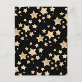 シャンパン金ゴールドグリッタースパークルスターパターンブラック ポストカード (正面)