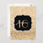 シャンパン金ゴールドグリッタースパークルズスウィート16 ポストカード (正面/裏面)
