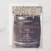 シャンパン金ゴールドグリッタードリップキ素朴ンセアニラ15 招待状 (正面)