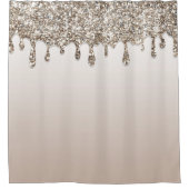シャンパン金ゴールドグリッタードリップグラムピンクガーリー シャワーカーテン (正面)