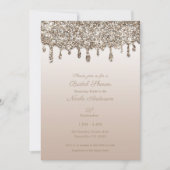 シャンパン金ゴールドグリッタードリップグラムブライダルシャワー 招待状 (正面)