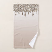 シャンパン金ゴールドグリッタードリップラグジュアリーグラム バスタオルセット (ハンドタオル)