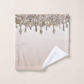 シャンパン金ゴールドグリッタードリップラグジュアリーグラム バスタオルセット (ウォッシュタオル)