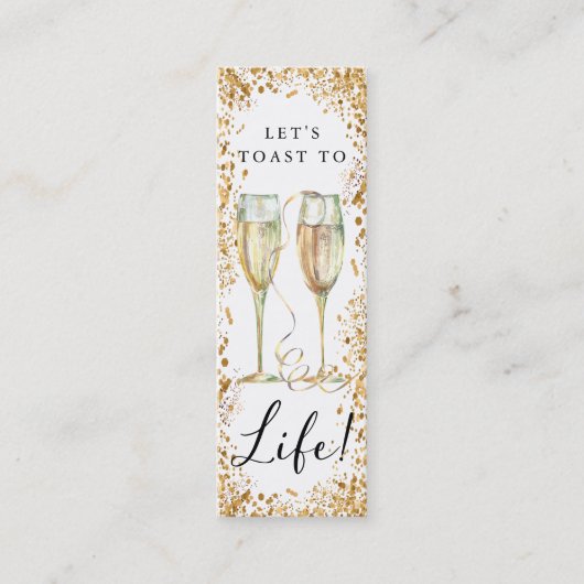 シャンパン金ゴールドグリッター誕生日パーティブックマーク スキニー名刺 (正面)