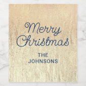 シャンパン金ゴールドテクスネイビーブルーメリークリスマス ワインラベル (シングルラベル)