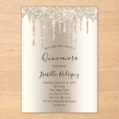 シャンパン金ゴールドドリッピンググリッターキンセアニェラ アクリル招待状 (正面)