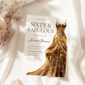 シャンパン金ゴールドドレスファブラス60誕生日 招待状