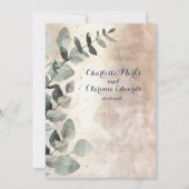 シャンパン金ゴールドネイビーピーニーユーカリ結婚プトゥス 招待状 (裏面)