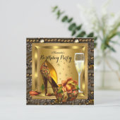 シャンパン金ゴールドバラハイムエレガントバースデーパーティー 招待状 (スタンド正面)