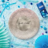 シャンパン金ゴールドピンクホワイトグリジーグリッター ペーパープレート (パーティー)