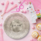 シャンパン金ゴールドピンクホワイトグリジーグリッター ペーパープレート (パーティー)