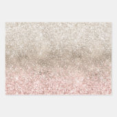 シャンパン金ゴールドピンクホワイトグリジーグリッター ラッピングペーパーシート (正面)