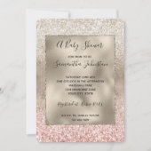 シャンパン金ゴールドピンクホワイトグリジーグリッター 招待状 (正面)